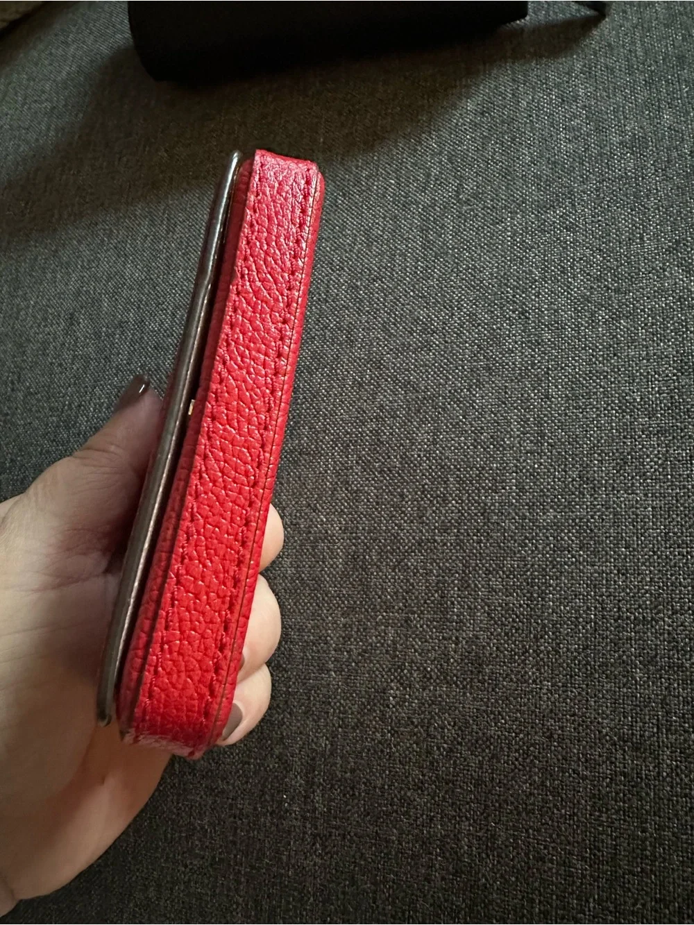kate spade red pebbled leather small wallet with gold logo